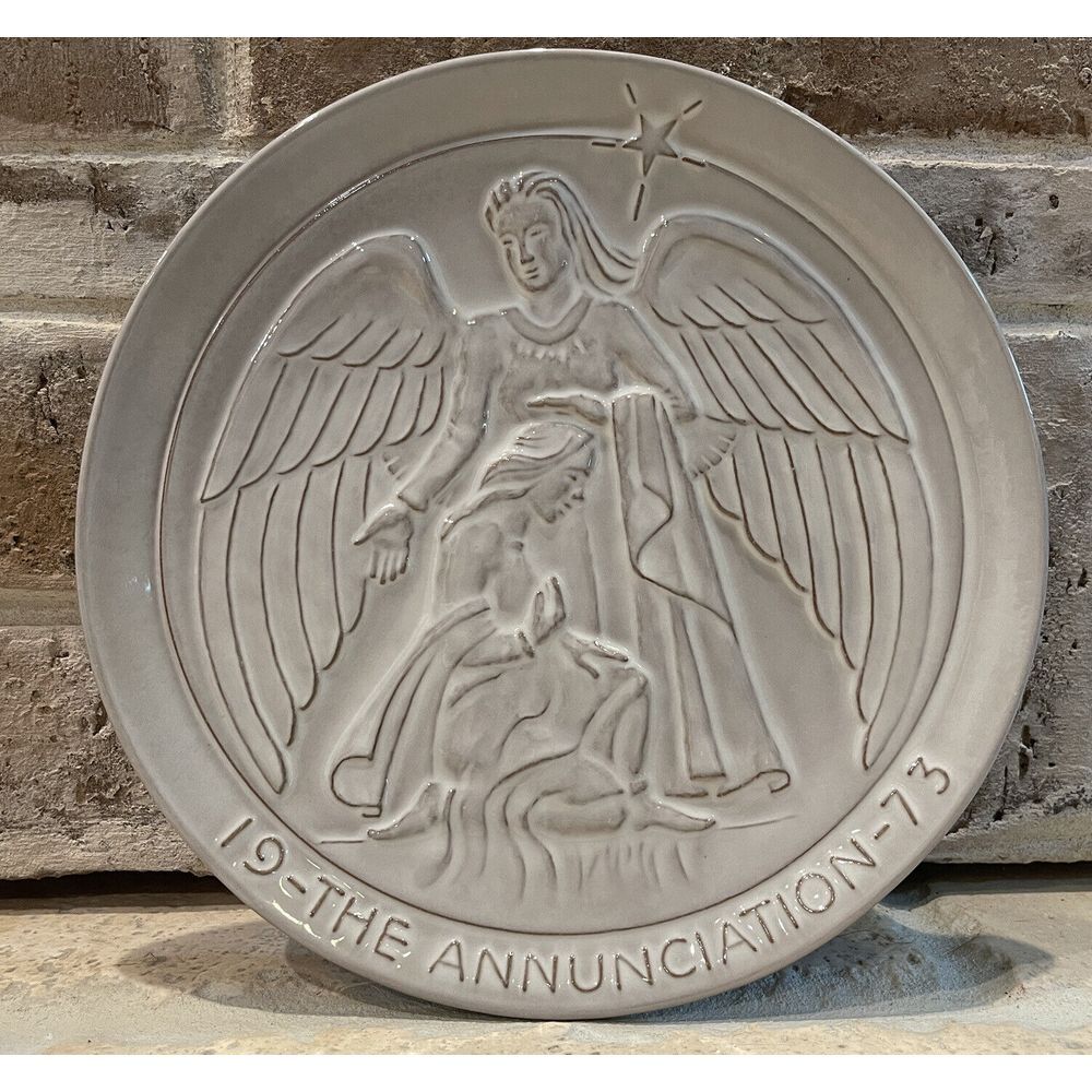 Frankoma 1973 The Annunciation‎ Christmas Nativity Plate 8 Inch White John Frank